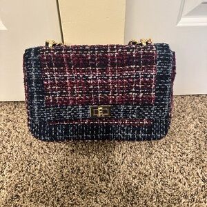 White House Black Market Tweed Shoulder Bag - Red and Blue